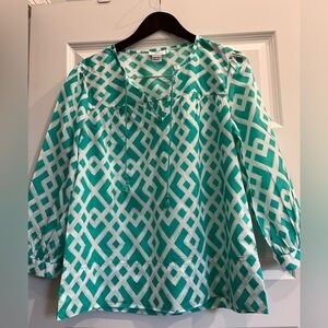 Vineyard Vines Diamond Lattice Tunic, Teal Green, Ladies M, Lightweight, EUC